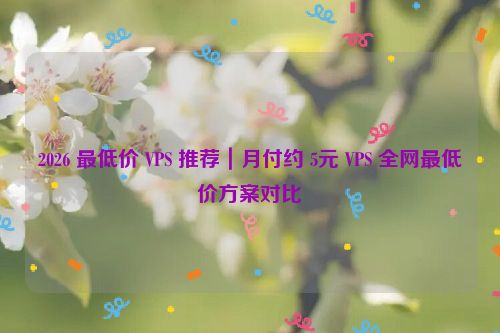 2026 最低价 VPS 推荐｜月付约 5元 VPS 全网最低价方案对比